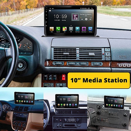 Android Media Station 10" ιντσών 2GB για το ταμπλό του αυτοκινήτου με Ελληνικό GPS πλοηγό και WI-FI Bluetooth USB Youtube (οθόνη αφής radio ηχοσύστημα Playstore MP3 Mirrorlink 4 x 60 Watt OEM FM βάση tablet universal φορτηγό truck van) MED32-2GB