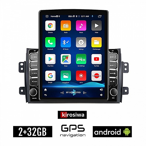 KIROSIWA SUZUKI SX4 (2005-2013) Android οθόνη αυτοκίνητου 2GB με GPS WI-FI (ηχοσύστημα αφής 9.7" ιντσών OEM Youtube Playstore MP3 USB Radio Bluetooth Mirrorlink εργοστασιακή, AUX, 4x60W)