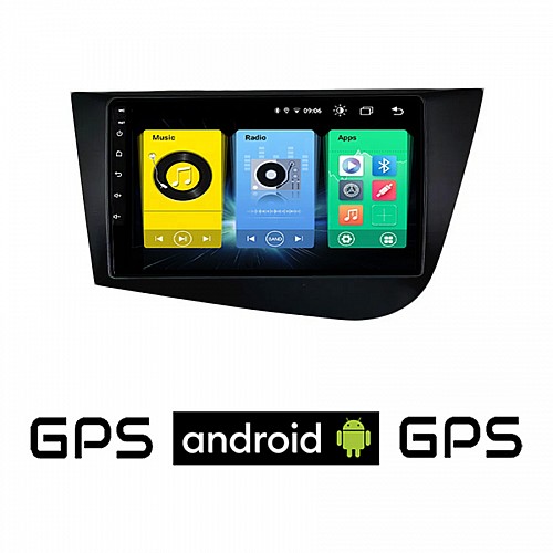 SEAT LEON (2005-2011) Android οθόνη αυτοκίνητου με GPS WI-FI (ηχοσύστημα αφής 9" ιντσών OEM Youtube Playstore MP3 USB Radio Bluetooth Mirrorlink εργοστασιακή, 4x60W, AUX, μαύρο)