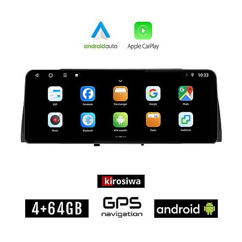 KIROSIWA TOYOTA COROLLA (2000 - 2007) Android οθόνη αυτοκίνητου 4GB (+64GB) με GPS WI-FI με αεραγωγούς (ηχοσύστημα αφής 12.3" ιντσών Android Auto Apple Carplay Youtube Playstore MP3 USB Radio Bluetooth Mirrorlink εργοστασιακή AUX 4x60W μαύρο)