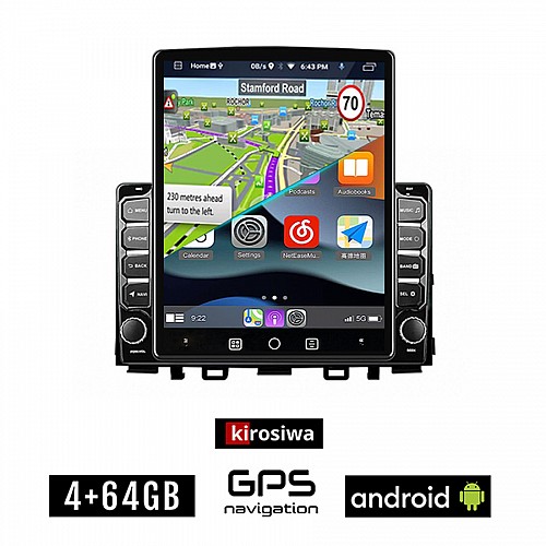 KIROSIWA KIA RIO (μετά το 2018) Android οθόνη αυτοκίνητου 4GB με GPS WI-FI (ηχοσύστημα αφής 9.7" ιντσών OEM Youtube Playstore MP3 USB Radio 4+64GB Bluetooth Mirrorlink ΚΙΑ εργοστασιακή, 4x60W, AUX)