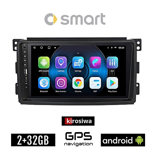 SMART 451 (2007-2010) Android οθόνη αυτοκίνητου 2GB με GPS WI-FI (ηχοσύστημα αφής 9" ιντσών OEM Youtube Playstore MP3 USB Bluetooth Mirrorlink fortwo 4x60W Radio) WR7078342