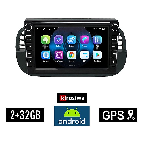 FIAT 500 (2008 - 2015) Android οθόνη αυτοκίνητου 2GB με GPS WI-FI (ηχοσύστημα αφής 8" ιντσών OEM Youtube Playstore MP3 USB Radio Bluetooth Mirrorlink εργοστασιακή, 4x60W, Navi, μαύρη)