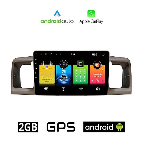 TOYOTA COROLLA (2000 - 2007) Android οθόνη αυτοκίνητου 2GB με GPS WI-FI (ηχοσύστημα αφής 9" ιντσών OEM Android Auto Apple Carplay Youtube Playstore MP3 USB Radio Bluetooth Mirrorlink εργοστασιακή AUX 4x60W)