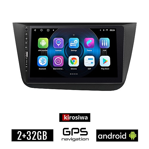 SEAT ALTEA (2004-2015) Android οθόνη αυτοκίνητου 2GB με GPS WI-FI (ηχοσύστημα αφής 9" ιντσών OEM Youtube Playstore MP3 USB Radio Bluetooth Mirrorlink εργοστασιακή, 4x60W, Navi, μαύρο)