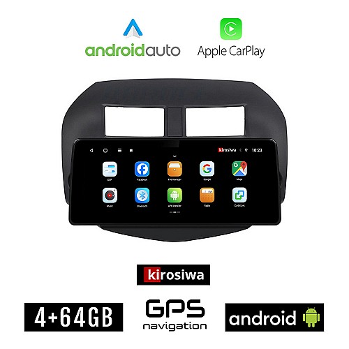 KIROSIWA TOYOTA RAV4 (2006-2012) Android οθόνη αυτοκίνητου 4GB (+64GB) με GPS WI-FI (ηχοσύστημα αφής 12.3" ιντσών OEM Android Auto Apple Carplay RAV 4 Youtube Playstore MP3 USB Radio Bluetooth Mirrorlink εργοστασιακή, 4 x 60W)