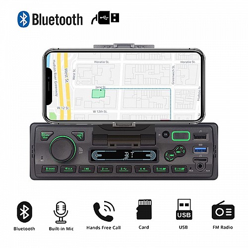 Radio USB με Bluetooth MP3 και βάση για κινητό (1-DIN OEM universal τηλέφωνο ηχοσύστημα ραδιόφωνο αυτοκινήτου 1DIN radioUSB ράδιο smartphone SD Card microSD 4 x 60 Watt ανοιχτή ακρόαση 1 DIN 4x60W lcd ενισχυτής οθόνη) GR1510