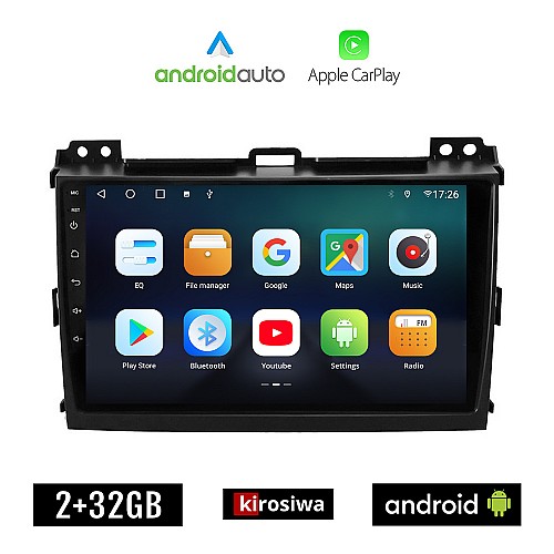 KIROSIWA TOYOTA LAND CRUISER (2003-2009) Android οθόνη αυτοκίνητου 2GB με GPS WI-FI (TOYOTA LANDCRUISER ηχοσύστημα αφής 9" ιντσών Android Auto Apple Carplay Youtube Playstore MP3 USB Bluetooth Mirrorlink εργοστασιακή, 4x60W OEM)