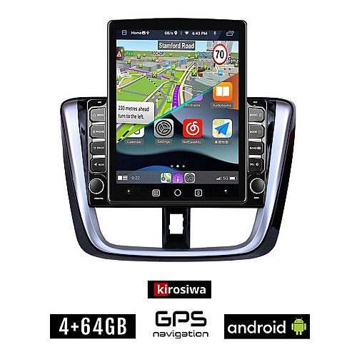 KIROSIWA TOYOTA YARIS (2015 - 2020) Android οθόνη αυτοκίνητου 4GB με GPS WI-FI (ηχοσύστημα αφής 9.7" ιντσών OEM Youtube Playstore MP3 USB Radio 4+64GB Bluetooth Mirrorlink εργοστασιακή 4x60W)