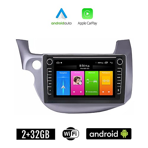 HONDA JAZZ (2008 - 2012) Android οθόνη αυτοκίνητου 2GB με GPS WI-FI (ηχοσύστημα αφής 8" ιντσών Apple CarPlay Android Auto Car Play Youtube Playstore MP3 USB Radio Bluetooth Mirrorlink εργοστασιακή, 4x60W, Navi)