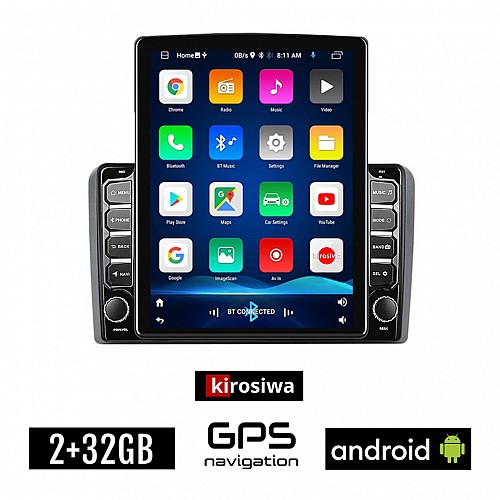 KIROSIWA AUDI A3 (2003-2012) Android οθόνη αυτοκίνητου 2GB με GPS WI-FI (ηχοσύστημα αφής 9.7" ιντσών OEM Youtube Playstore MP3 USB Radio Bluetooth Mirrorlink Α3 εργοστασιακή, 4x60W AUX)