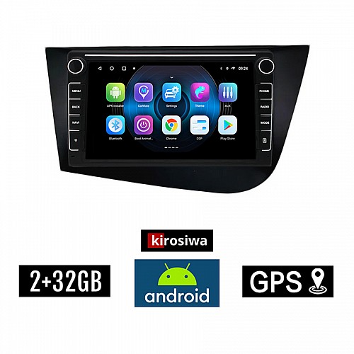SEAT LEON (2005-2011) Android οθόνη αυτοκίνητου 2GB με GPS WI-FI (ηχοσύστημα αφής 8" ιντσών OEM Youtube Playstore MP3 USB Radio Bluetooth Mirrorlink εργοστασιακή, 4x60W, Navi, μαύρο)