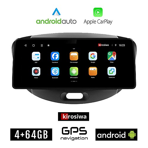 KIROSIWA HYUNDAI i10 (2008 - 2013) Android οθόνη αυτοκίνητου 4GB (+64GB) με GPS WI-FI (ηχοσύστημα αφής 12.3" ιντσών OEM Android Auto Apple Carplay Youtube Playstore MP3 USB Radio Bluetooth Mirrorlink εργοστασιακή, 4x60W canbus 12,3 ιντσών)