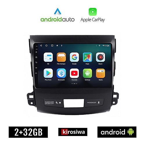 KIROSIWA CITROEN C-CROSSER (μετά το 2007)  Android οθόνη αυτοκίνητου 2GB με GPS WI-FI (ηχοσύστημα αφής 9" ιντσών OEM Android Auto Apple Carplay Youtube Playstore MP3 USB Radio Bluetooth Mirrorlink εργοστασιακή, 4x60W, AUX)