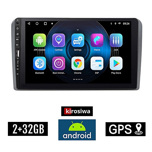 AUDI A3 (2003-2012) Android οθόνη αυτοκίνητου 2GB με GPS WI-FI (ηχοσύστημα αφής 9" ιντσών OEM Youtube Playstore MP3 USB Radio Bluetooth Mirrorlink Α3 εργοστασιακή, 4x60W, Navi) WR7078005