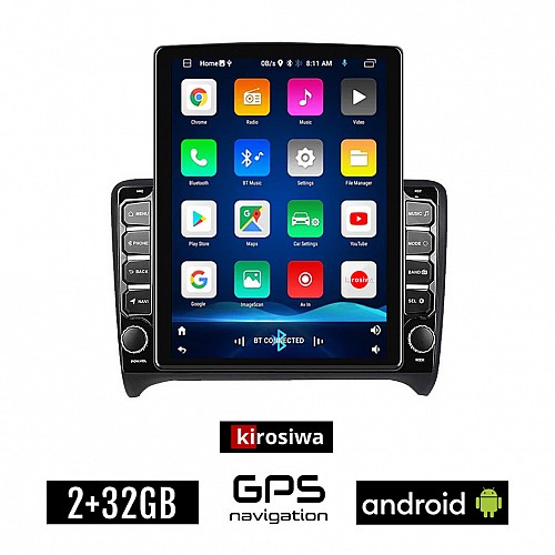 KIROSIWA AUDI TT (2007 - 2015) Android οθόνη αυτοκίνητου 2GB με GPS WI-FI (ηχοσύστημα αφής 9.7" ιντσών OEM Youtube Playstore MP3 USB Radio Bluetooth Mirrorlink εργοστασιακή, 4x60W AUX)