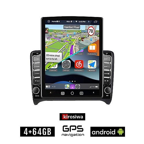 KIROSIWA AUDI TT (2007 - 2015) Android οθόνη αυτοκίνητου 4GB με GPS WI-FI (ηχοσύστημα αφής 9.7" ιντσών OEM Youtube Playstore MP3 USB Radio 4+64GB Bluetooth Mirrorlink εργοστασιακή, 4x60W AUX)