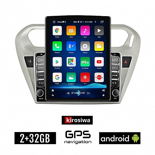 KIROSIWA PEUGEOT 301 (μετά το 2013) Android οθόνη αυτοκίνητου 2GB με GPS WI-FI (ηχοσύστημα αφής 9.7" ιντσών OEM Youtube Playstore MP3 USB Radio Bluetooth Mirrorlink εργοστασιακή, 4x60W, AUX)