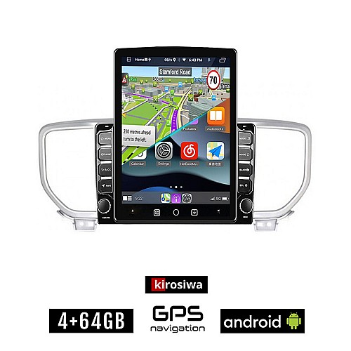 KIROSIWA KIA SPORTAGE (μετά το 2018) Android οθόνη αυτοκίνητου 4GB με GPS WI-FI (ηχοσύστημα αφής 9.7" ιντσών OEM Youtube Playstore MP3 USB Radio 4+64GB Bluetooth Mirrorlink εργοστασιακή, 4x60W, AUX)