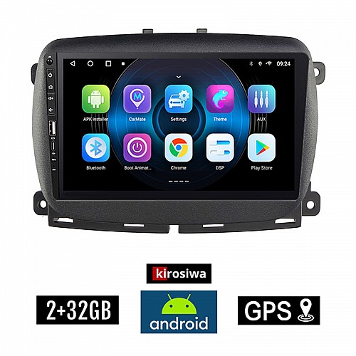 FIAT 500 (μετά το 2016) Android οθόνη αυτοκίνητου 2GB με GPS WI-FI (ηχοσύστημα αφής 9" ιντσών Youtube Playstore MP3 USB Radio Bluetooth Mirrorlink εργοστασιακή, 4x60W, Navi)