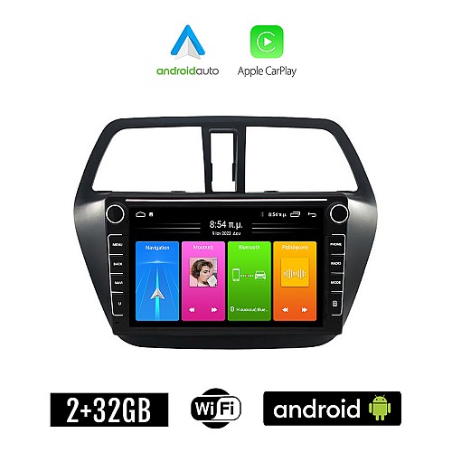 SUZUKI SX4 S-CROSS (μετά το 2014) Android οθόνη αυτοκίνητου 2GB με GPS WI-FI (ηχοσύστημα αφής 8" ιντσών Apple CarPlay Android Auto Car Play Youtube Playstore MP3 USB Radio Bluetooth Mirrorlink εργοστασιακή, Navi, 4x60W)
