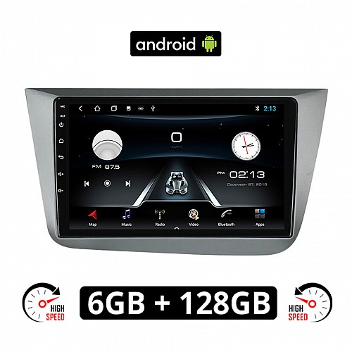 SEAT TOLEDO (2004-2009) Android οθόνη αυτοκίνητου 6GB με GPS WI-FI (ηχοσύστημα αφής 9" ιντσών OEM Youtube Playstore MP3 USB Radio Bluetooth Mirrorlink εργοστασιακή, 4x60W, AUX, ασημί)