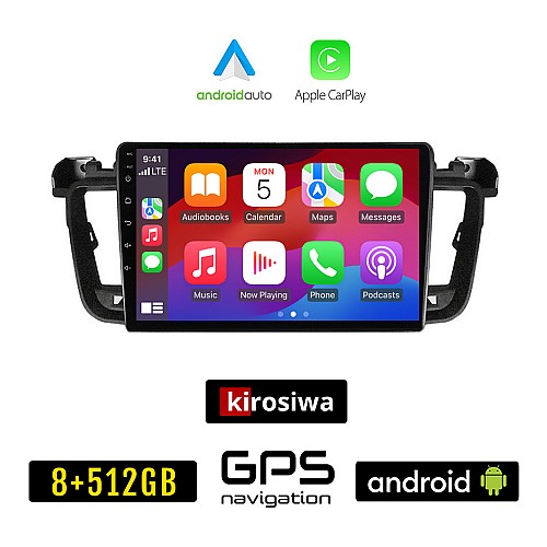 KIROSIWA PEUGEOT 508 (2010-2015) Android οθόνη αυτοκίνητου 8GB + 256GB με GPS WI-FI (ηχοσύστημα αφής 9" ιντσών OEM Android Auto Apple Carplay Youtube Playstore MP3 USB Radio Bluetooth Mirrorlink εργοστασιακή, 4x60W, AUX)