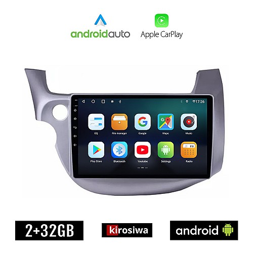 KIROSIWA HONDA JAZZ (2008 - 2012) Android οθόνη αυτοκίνητου 2GB με GPS WI-FI (ηχοσύστημα αφής 10" ιντσών OEM Android Auto Apple Carplay Youtube Playstore MP3 USB Radio Bluetooth Mirrorlink εργοστασιακή, 4x60W, AUX)