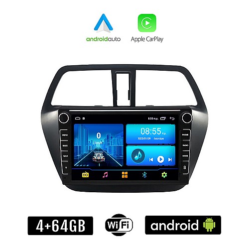 SUZUKI SX4 S-CROSS (μετά το 2014) Android οθόνη αυτοκίνητου 4+64GB με GPS WI-FI (ηχοσύστημα αφής 8" ιντσών 4GB CarPlay Android Auto Car Play Youtube Playstore MP3 USB Radio Bluetooth Mirrorlink εργοστασιακή, Navi, 4x60W)