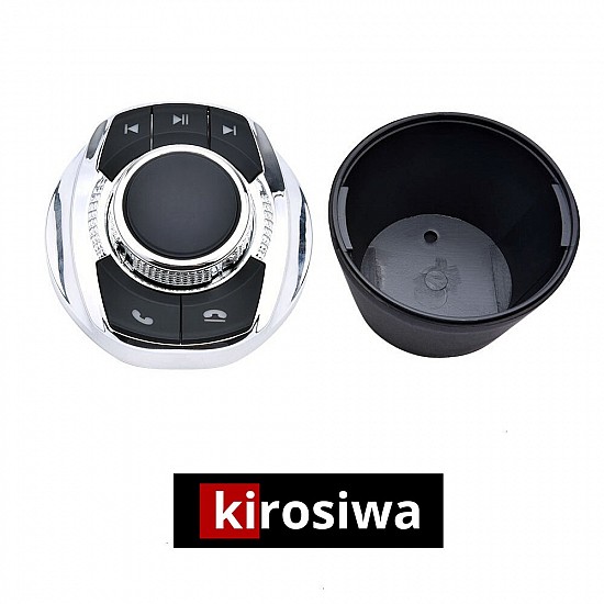 Kirosiwa ασύρματο χειριστήριο (τύπου iDrive) ποτηροθήκης για Android οθόνες αυτοκινήτου (bluetooth remote control κλήσεις ένταση κουμπιά multimedia universal 1-DIN 2-DIN ραδιόφωνο χειριστήριο τιμονιού 1DIN i-safe 2DIN ποτηροθήκη) CR-1358