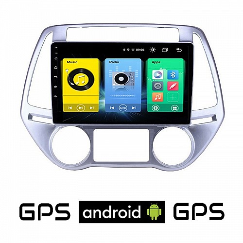 HYUNDAI i20 (2008 - 2013) *με αυτόματο κλιματισμό Android οθόνη αυτοκίνητου με GPS WI-FI (ηχοσύστημα αφής 9" ιντσών OEM Youtube Playstore MP3 USB Radio Bluetooth Mirrorlink εργοστασιακή, 4x60W, AUX) HY274A