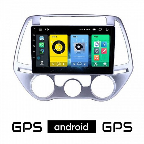 HYUNDAI i20 (2008 - 2013) *με χειροκινητο κλιματισμό Android οθόνη αυτοκίνητου με GPS WI-FI (ηχοσύστημα αφής 9" ιντσών OEM Youtube Playstore MP3 USB Radio Bluetooth Mirrorlink εργοστασιακή, 4x60W, AUX) HY274