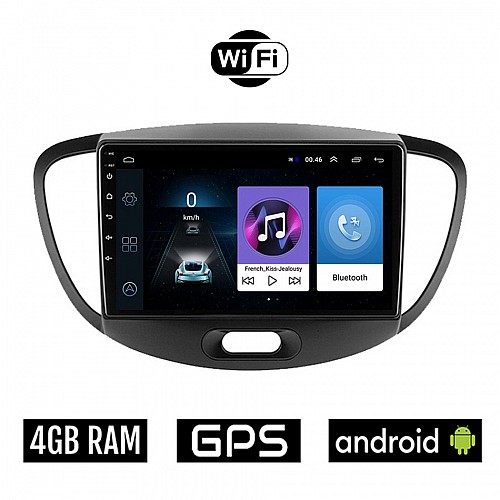 HYUNDAI i10 (2008 - 2013) Android οθόνη αυτοκίνητου 4GB με GPS WI-FI (ηχοσύστημα αφής 9" ιντσών OEM Youtube Playstore MP3 USB Radio Bluetooth Mirrorlink εργοστασιακή, 4x60W, AUX) HY782-4GB