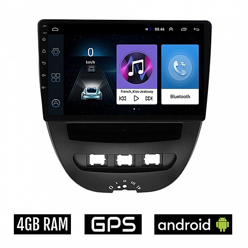 TOYOTA AYGO (2005 - 2014) Android οθόνη αυτοκίνητου 4GB με GPS WI-FI (ηχοσύστημα αφής 10" ιντσών OEM Youtube Playstore MP3 USB Radio Bluetooth Mirrorlink εργοστασιακή, AUX, 4x60W)