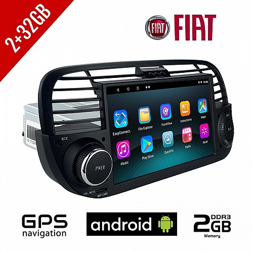 Android οθόνη αυτοκίνητου αφής 7" ιντσών 2+32GB για FIAT 500 (2008 - 2015) με GPS WI-FI (2GB RAM ηχοσύστημα OEM Youtube Playstore MP3 USB Radio Bluetooth Mirrorlink 4x60W εργοστασιακού τύπου μαύρη)