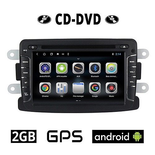DACIA DUSTER (2012 - 2019) CD DVD Android οθόνη αυτοκίνητου 2GB με GPS WI-FI DSP (ηχοσύστημα αφής 7" ιντσών OEM Youtube Playstore MP3 USB Bluetooth 4x60W Radio Mirrorlink εργοστασιακού τύπου) DA25-2CD