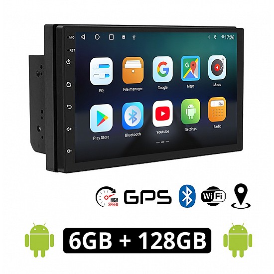 6GB 2-DIN Android οθόνη αυτοκινήτου 7" ιντσών με GPS οκταπύρηνη (DSP equalizer WI-FI 2DIN Playstore DSP 6+128GB ηχοσύστημα αυτοκίνητου MP3 MP5 Video USB Ραδιόφωνο Bluetooth Mirrorlink 4x60W Universal) 7500C6