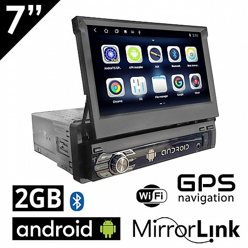 Android (2GB) αναδιπλούμενη οθόνη 7" ιντσών με GPS (ηχοσύστημα αυτοκινήτου WI-FI Youtube USB 1DIN MP3 MP5 Bluetooth Mirrorlink 4x60W Universal) 9801A2