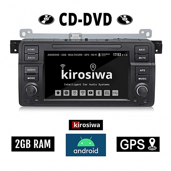 KIROSIWA 2GB BMW E46 (1998 - 2005) Android CD DVD GPS οθόνη αυτοκίνητου (WI-FI ηχοσύστημα αφής 7" ιντσών 2GB OEM Youtube 4x60W Playstore MP3 USB Radio Bluetooth Mirrorlink σειρά 3 Ε46 Μ3 318i 320i 325i εργοστασιακού τύπου) DX-71262