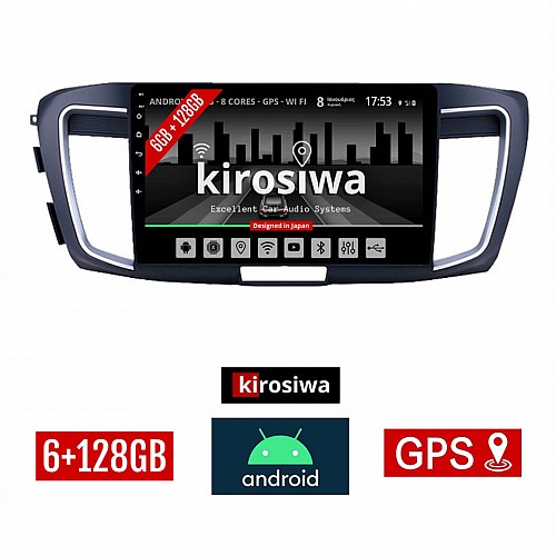 KIROSIWA 6+128GB HONDA ACCORD (2007 - 2013) Android οθόνη αυτοκίνητου 6GB με GPS WI-FI (ηχοσύστημα αφής 9" ιντσών OEM Youtube Playstore MP3 USB Radio Bluetooth Mirrorlink DSP Apple Carplay Android Auto 4G SIM card 4x60W, AUX) FE-1328