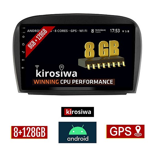 KIROSIWA 8GB + 128GB MERCEDES SL (R230) 2006-2012 Android οθόνη αυτοκίνητου με GPS WI-FI (ηχοσύστημα αφής 9" ιντσών OEM Youtube Playstore MP3 USB Radio Bluetooth Mirrorlink DSP Apple Carplay Android Auto 4G Sim Card 4x60W, Benz) AR-1168