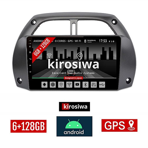 KIROSIWA 6+128GB TOYOTA RAV 4 (2000-2006) Android οθόνη αυτοκίνητου 6GB με GPS WI-FI (ηχοσύστημα αφής 9" ιντσών OEM Youtube Playstore MP3 USB Radio Bluetooth Mirrorlink DSP Apple Carplay Android Auto 4G SIM card 4x60W, AUX) AR-1210