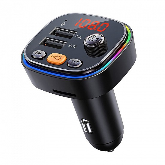 FM Bluetooth Transmitter αυτοκινήτου με 2 USB και SD Card (μικρόφωνο γρήγορη φόρτιση κινητού ανοιχτή ακρόαση οθόνη LED ραδιο radio αναπτήρας 3.1Α φορτιστής quick charge μαύρο) BL-5319
