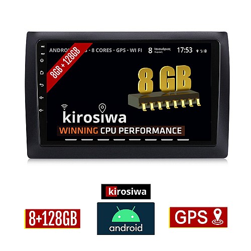 KIROSIWA 8GB + 128GB FIAT STILO (2001 - 2008) Android οθόνη αυτοκίνητου με GPS WI-FI (ηχοσύστημα αφής 9" ιντσών OEM Youtube Playstore MP3 USB Radio Bluetooth Mirrorlink DSP Apple Carplay Android Auto 4G Sim Card 4x60W, AUX) HT-1121