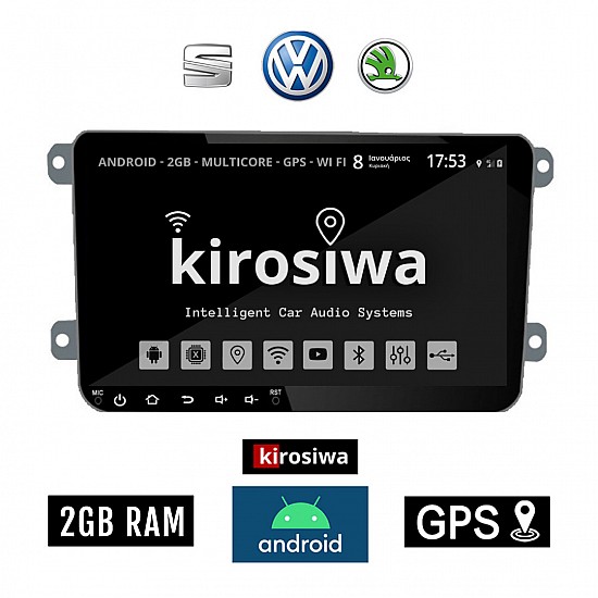 KIROSIWA VOLKSWAGEN SKODA SEAT Android 2GB οθόνη αυτοκίνητου 9" GPS WI-FI (Bluetooth Golf V 5 6 Polo Passat Octavia Leon Volkswagen Playstore Youtube MP3 USB Radio ηχοσύστημα VW OEM Mirrorlink) RX-9319G