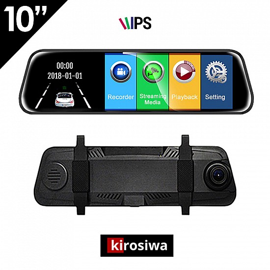 Καθρέφτης αυτοκινήτου Kirosiwa με καταγραφικό σύστημα 2 καμερών και οθόνη αφής 10" ιντσών (DVR καταγραφικό κάμερα οπισθοπορείας προστασίας καθρέπτης monitor recorder usb HD MP5 έγχρωμη TFT LCD oem video camera in) RX-9644