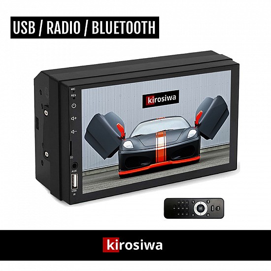 Οθόνη αφής Kirosiwa 7" ιντσών αυτοκινήτου (Bluetooth Mirrorlink Video Full Touch ηχοσύστημα 2-DIN MP3 MP5 Universal 4x60W) KLS-8094