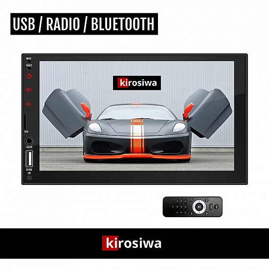 Οθόνη αφής Kirosiwa 7" ιντσών αυτοκινήτου (Bluetooth Mirrorlink Video Full Touch ηχοσύστημα 2-DIN MP3 MP5 Universal 4x60W) KLS-8094