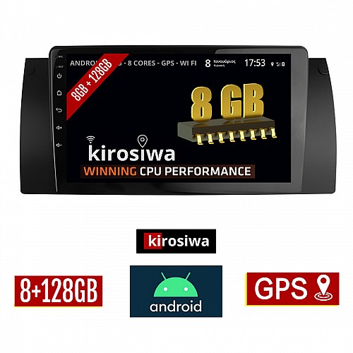 KIROSIWA 8GB + 128GB BMW E39 (1997 - 2005) Android οθόνη αυτοκίνητου με GPS WI-FI (ηχοσύστημα αφής 9" ιντσών OEM Σειρά 5 Youtube Playstore MP3 USB Radio Bluetooth Mirrorlink Ε39 DSP Apple Carplay Android Auto 4G Sim Card 4x60W, AUX) RX-9733