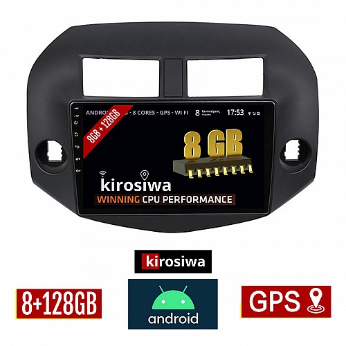 KIROSIWA 8GB + 128GB TOYOTA RAV4 (2006 - 2012) Android οθόνη αυτοκίνητου με GPS WI-FI (ηχοσύστημα αφής 10" ιντσών OEM RAV 4 Youtube Playstore MP3 USB Radio Bluetooth Mirrorlink DSP Apple Carplay Android Auto 4G Sim Card 4x60W, AUX) RX-9761